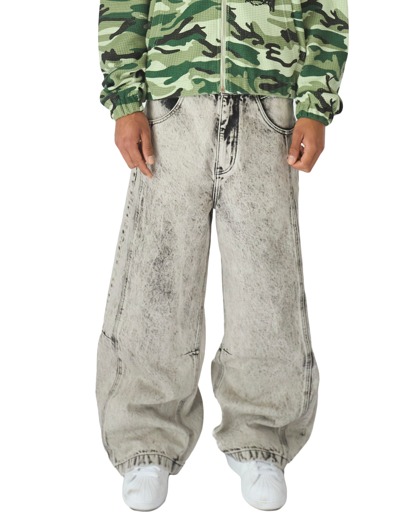 Baggy Denim Pants White