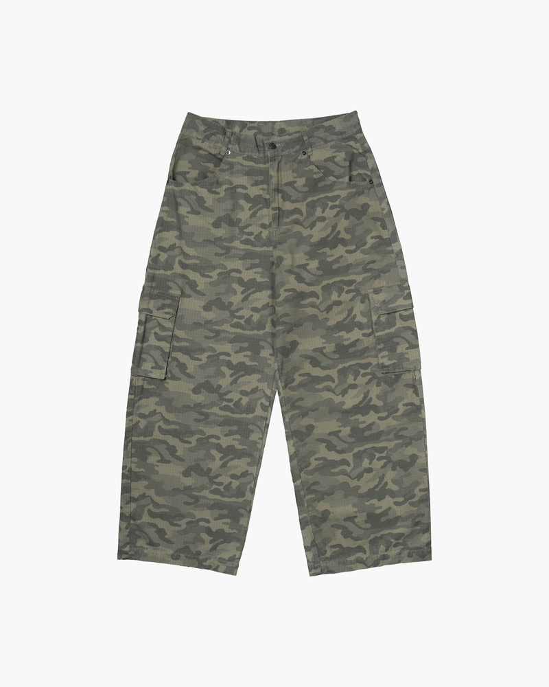 CAMO BAGGY CARGO PANTS BEIGE