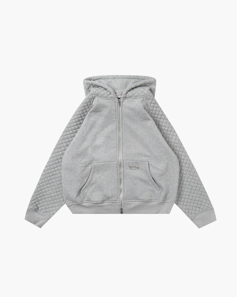 SLACKER QUILTED ZIP HOODIE GRAY