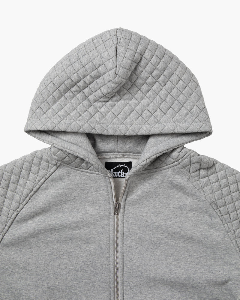 SLACKER QUILTED ZIP HOODIE GRAY