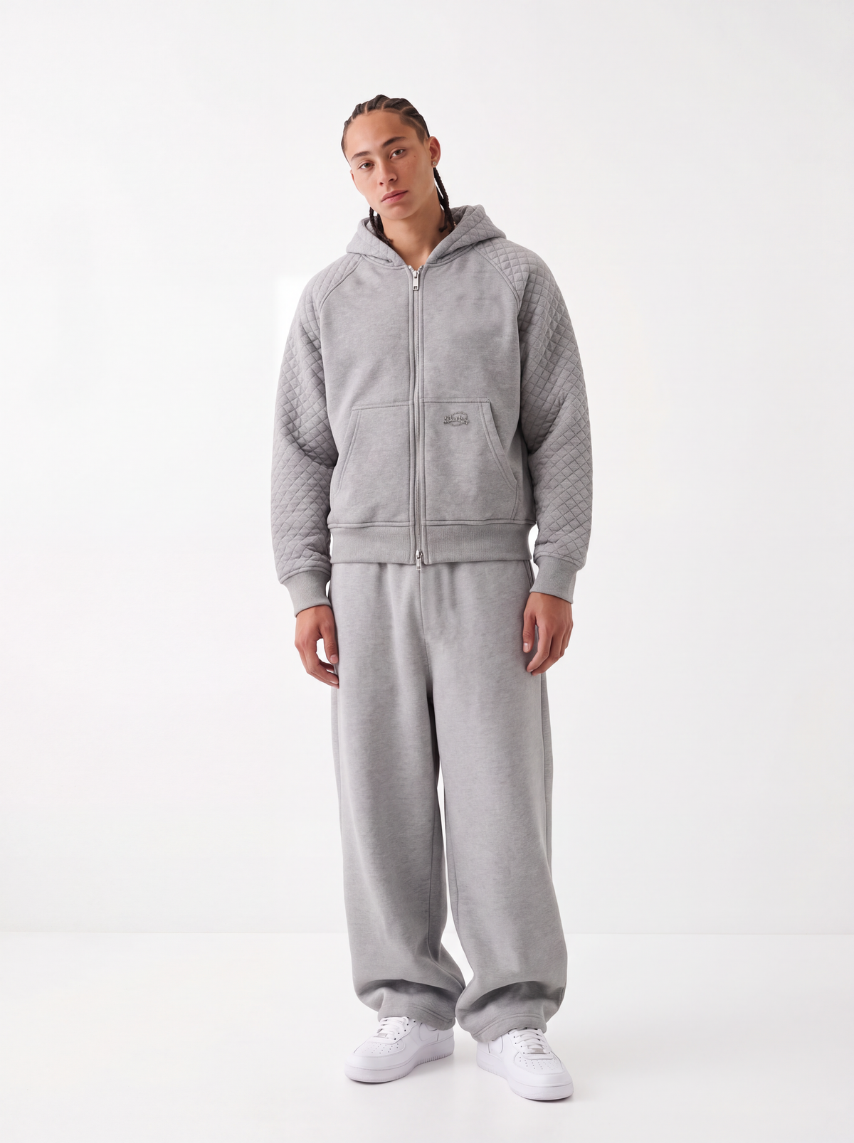SLACKER QUILTED ZIP HOODIE GRAY