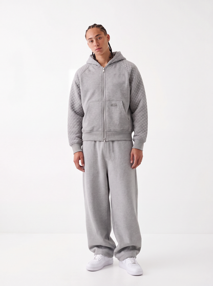 SLACKER QUILTED ZIP HOODIE GRAY