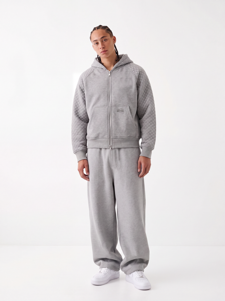 SLACKER QUILTED ZIP HOODIE GRAY