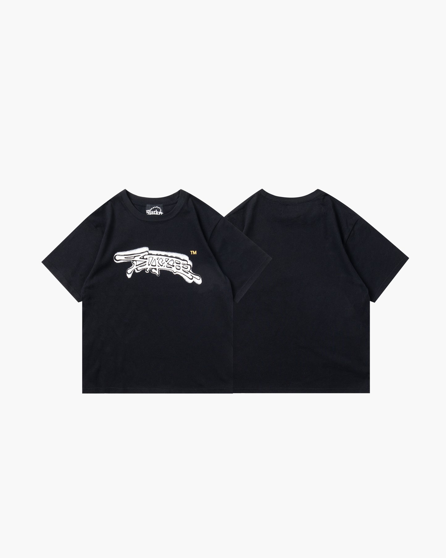spray logo tee black