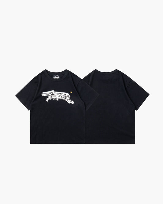 spray logo tee black