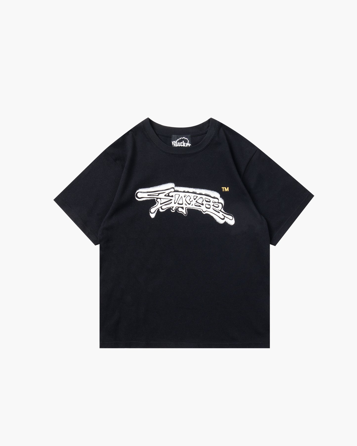 spray logo tee black