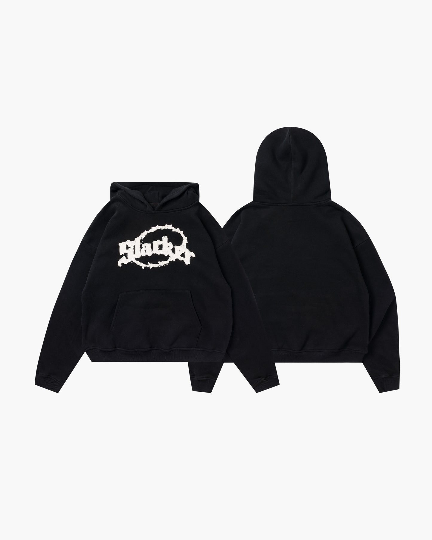 slacker applique logo hoodie Black