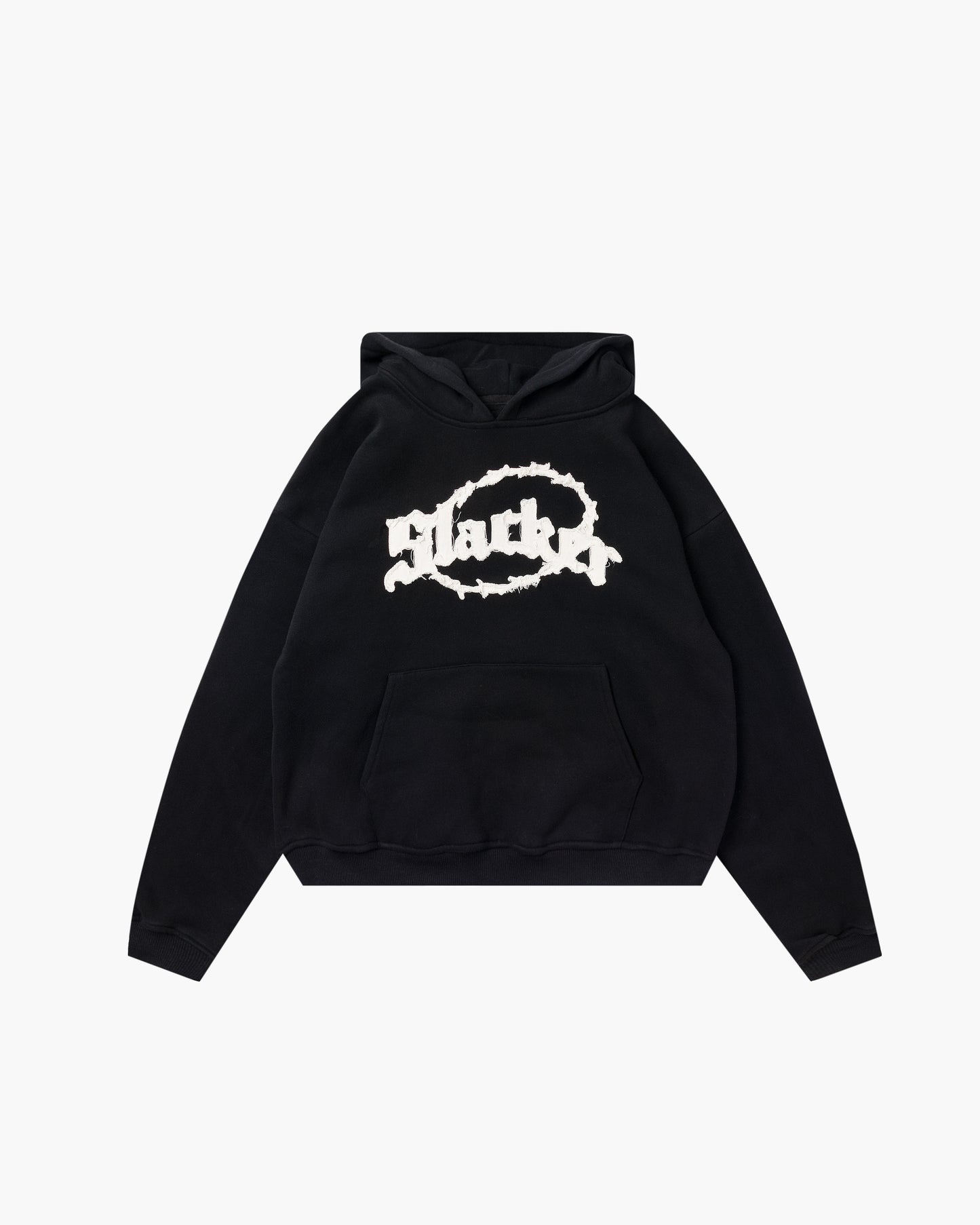 slacker applique logo hoodie Black