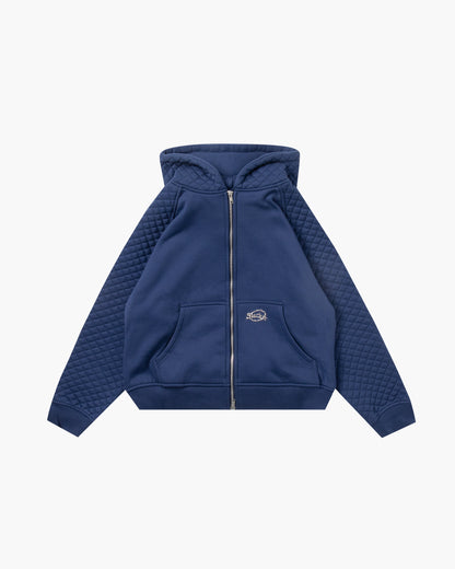 SLACKER QUILTED ZIP HOODIE NAVY