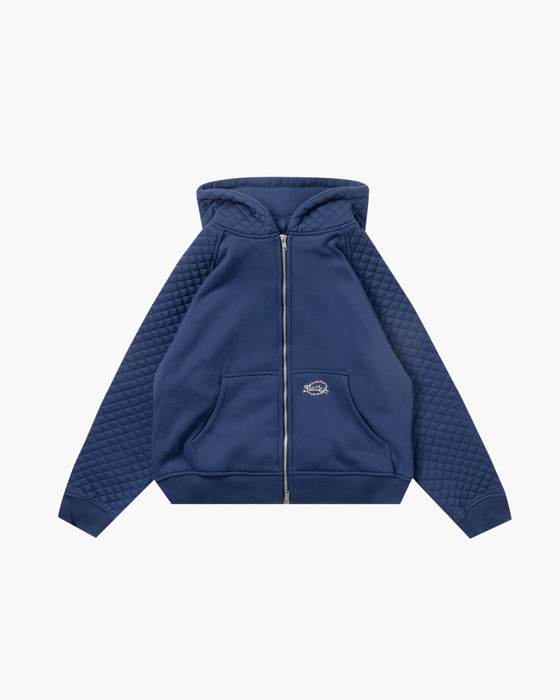 SLACKER QUILTED ZIP HOODIE NAVY