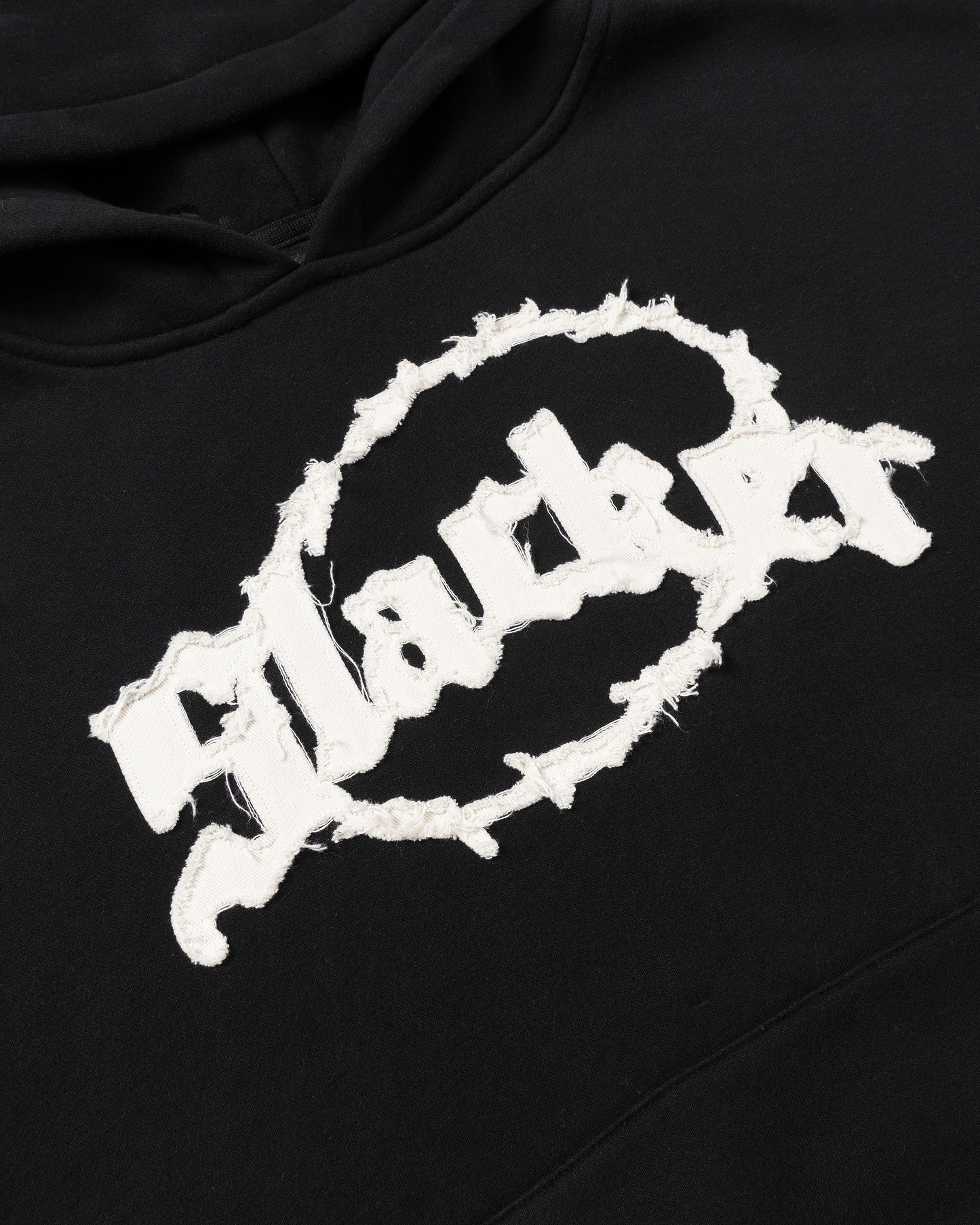 slacker applique logo hoodie Black