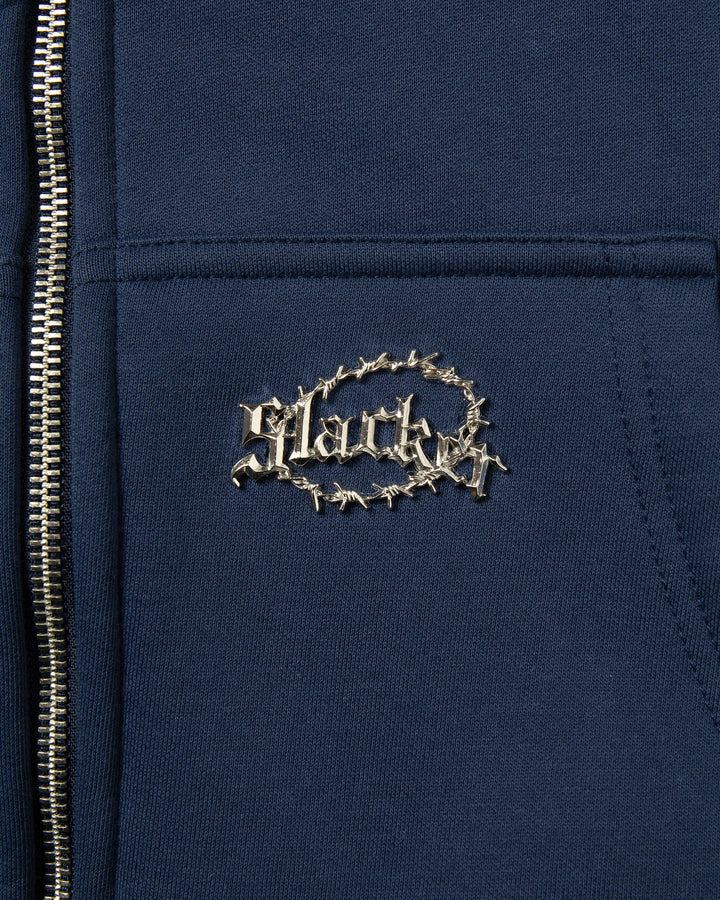 SLACKER QUILTED ZIP HOODIE NAVY