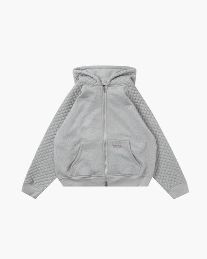 SLACKER QUILTED ZIP HOODIE GRAY