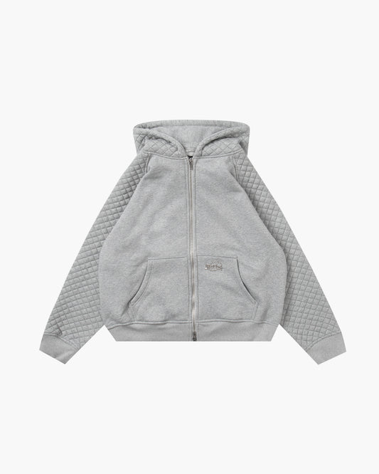 SLACKER QUILTED ZIP HOODIE GRAY