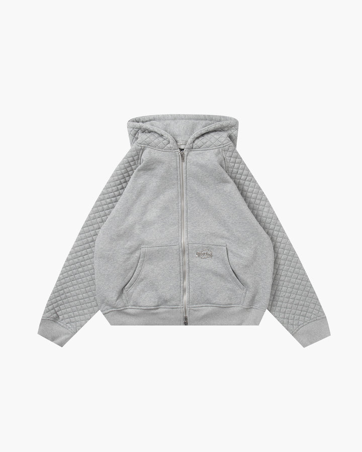 SLACKER QUILTED ZIP HOODIE GRAY