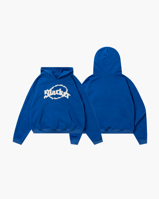 slacker applique logo hoodie Blue