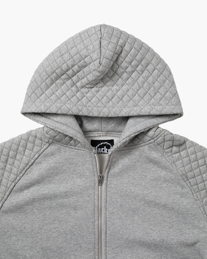 SLACKER QUILTED ZIP HOODIE GRAY