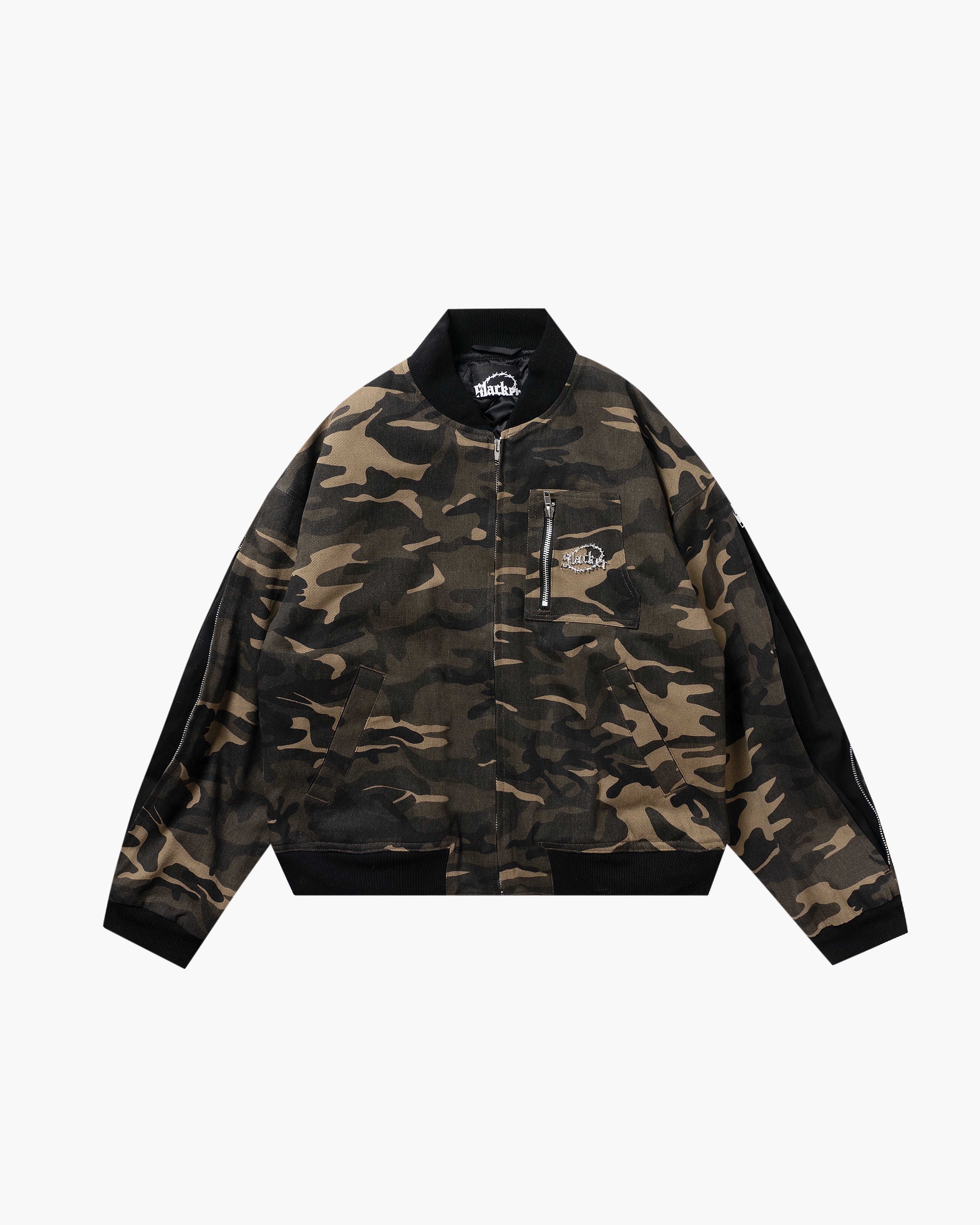 【slacker】 Zip-Sleeve Camo MA-1 かつきくん着用 Zip-Sleeve Camo MA-1 Jacket – Slacker