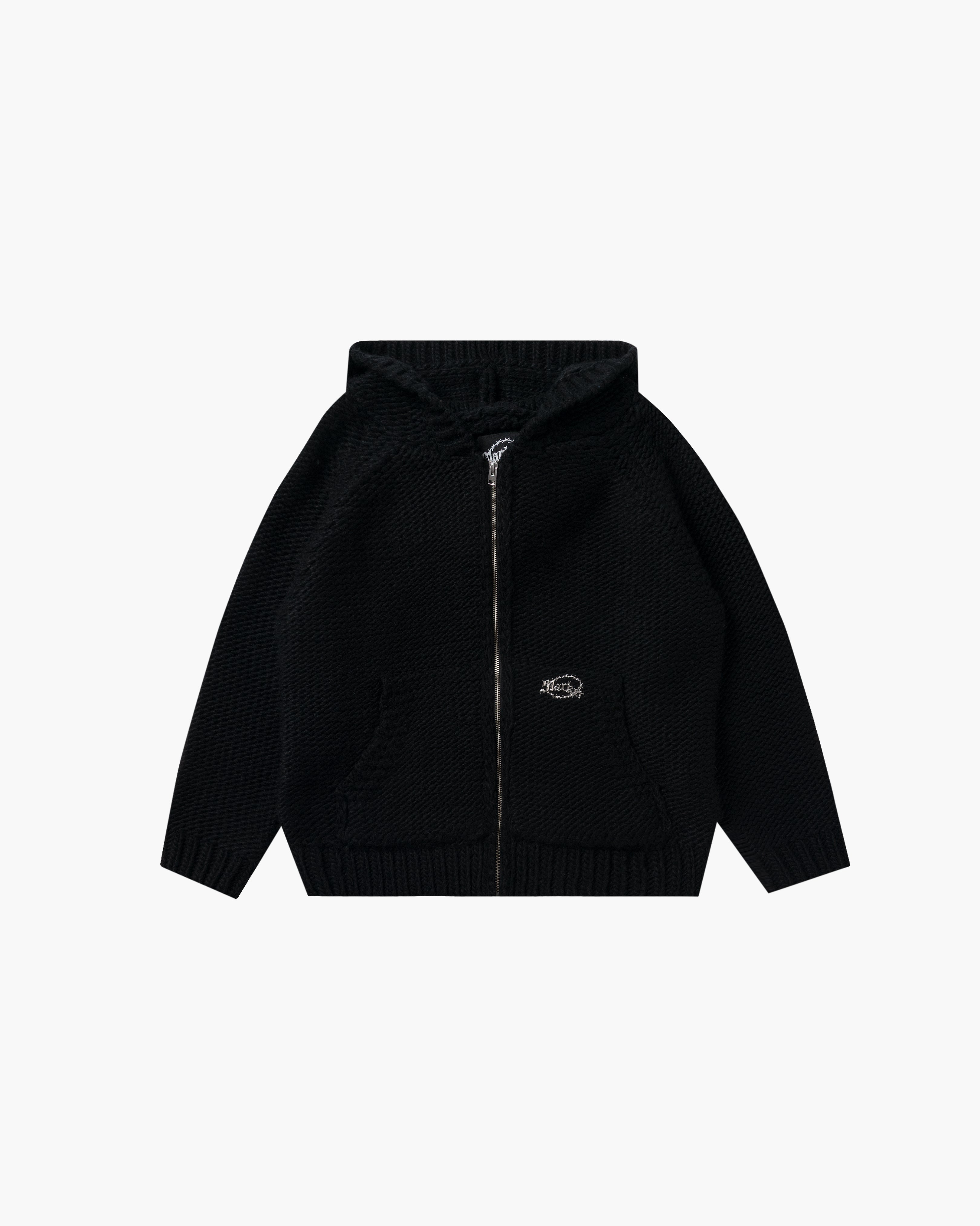 Heavy Knit Zip Hoodie Light Black – Slacker