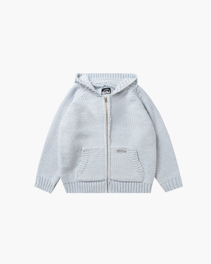 HEAVY KNIT ZIP HOODIE LIGHT BLUE
