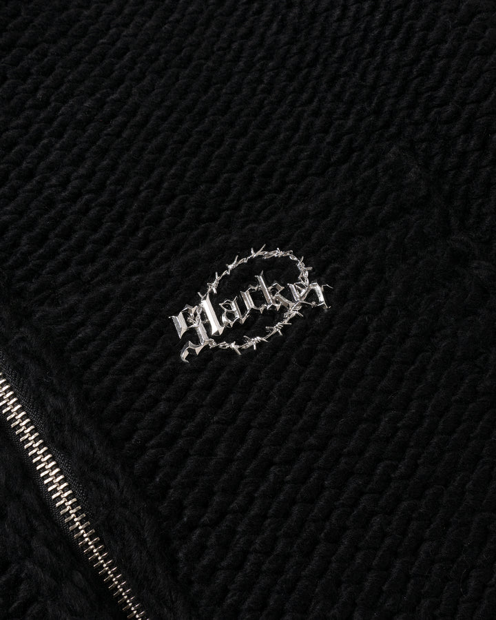 Heavy Knit Zip Hoodie Light Black