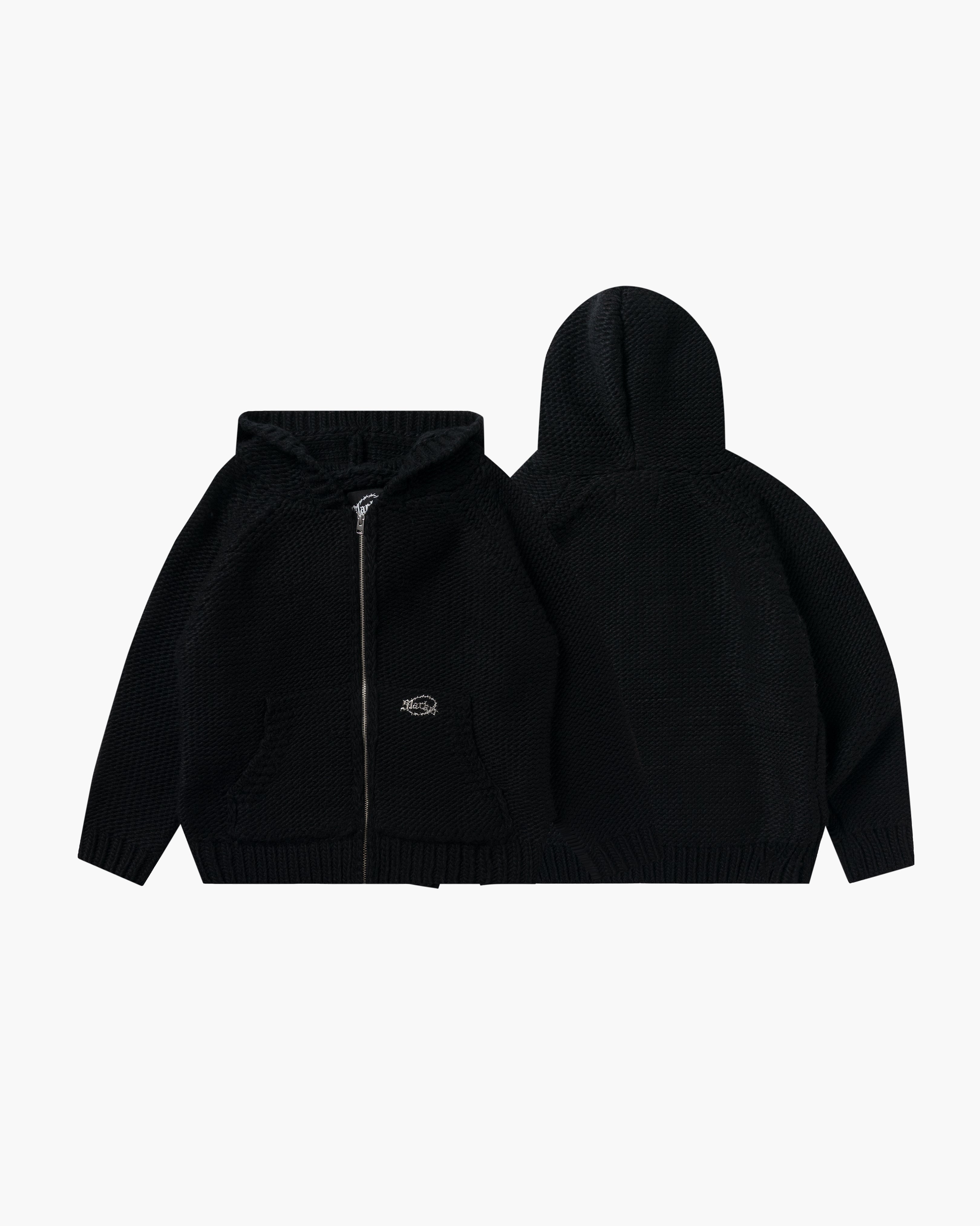 Heavy Knit Zip Hoodie Light Black – Slacker