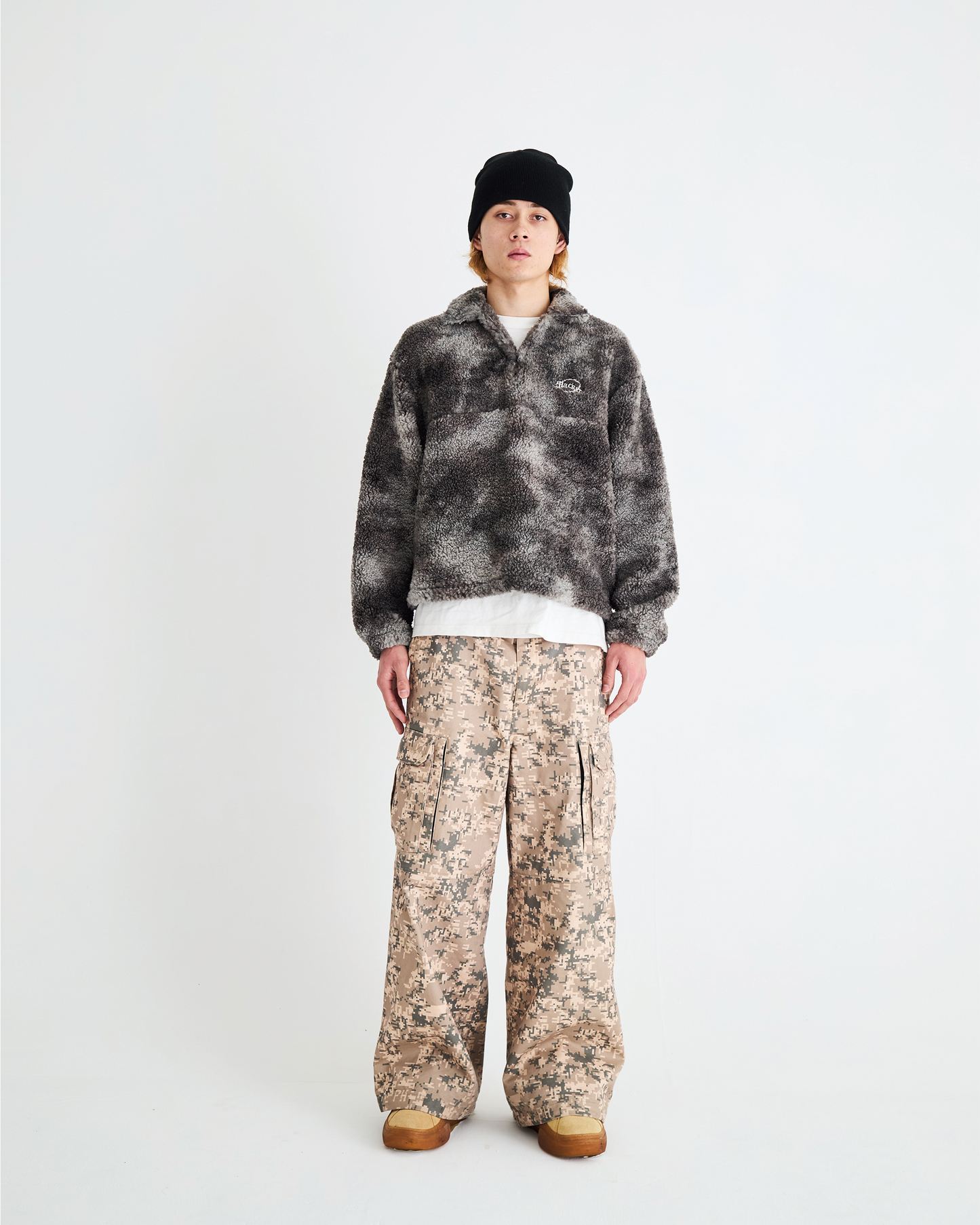 Tie-dye fleece half hook Black