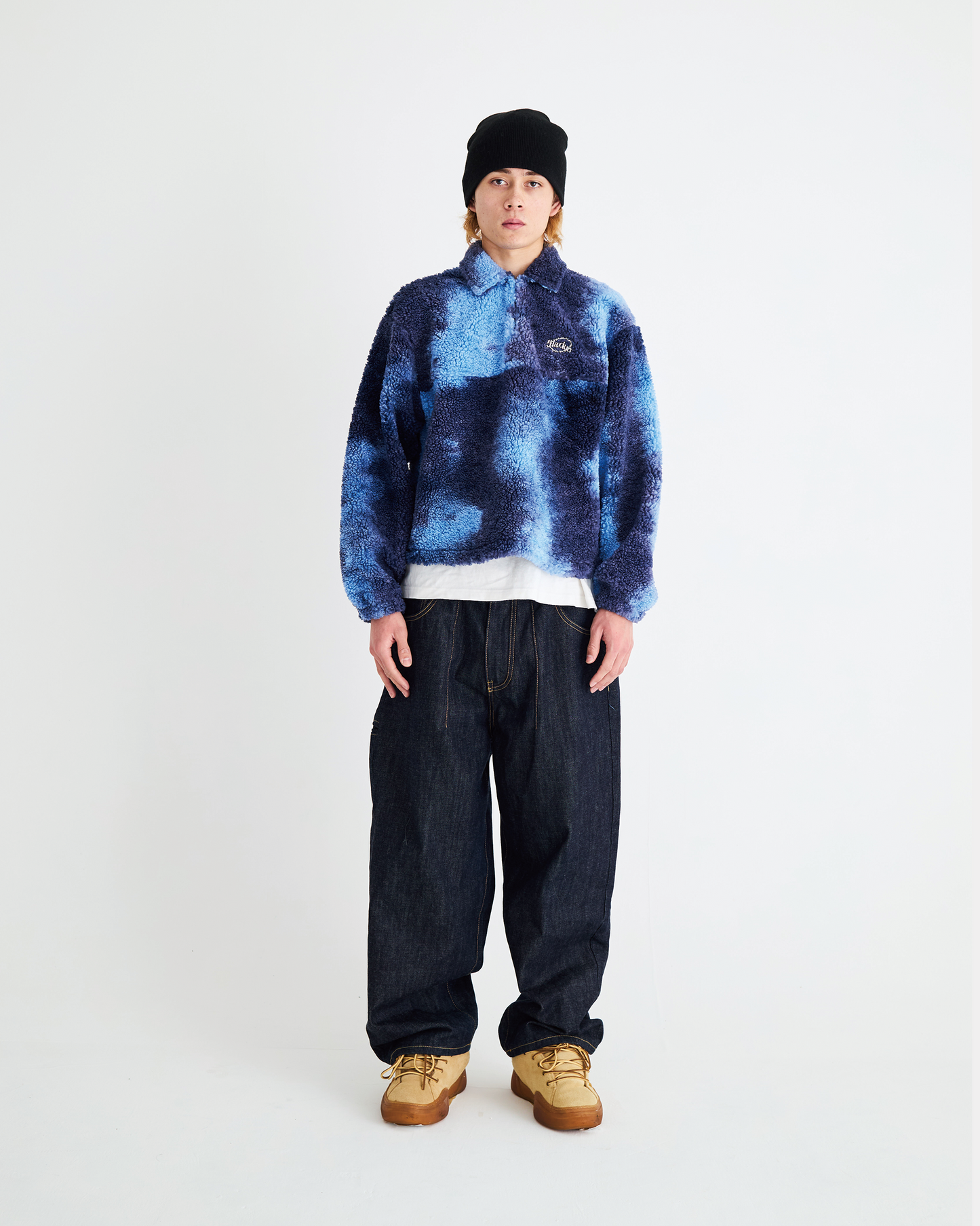 Tie-dye fleece half hook Blue