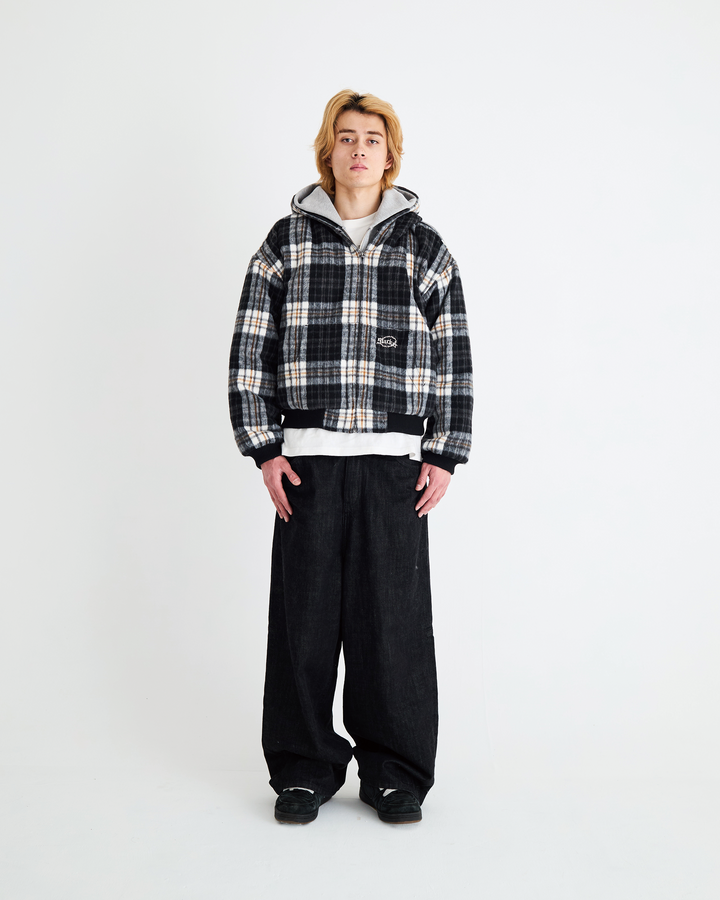 Check Hood Zip Jacket Black