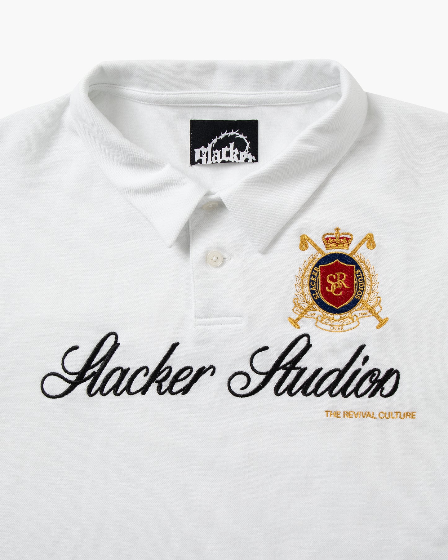 slacker crest polo white