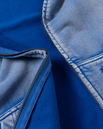 Acid Wash Zip Hoodie Blue