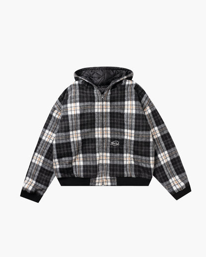 Check Hood Zip Jacket Black