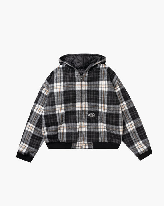 Check Hood Zip Jacket Black