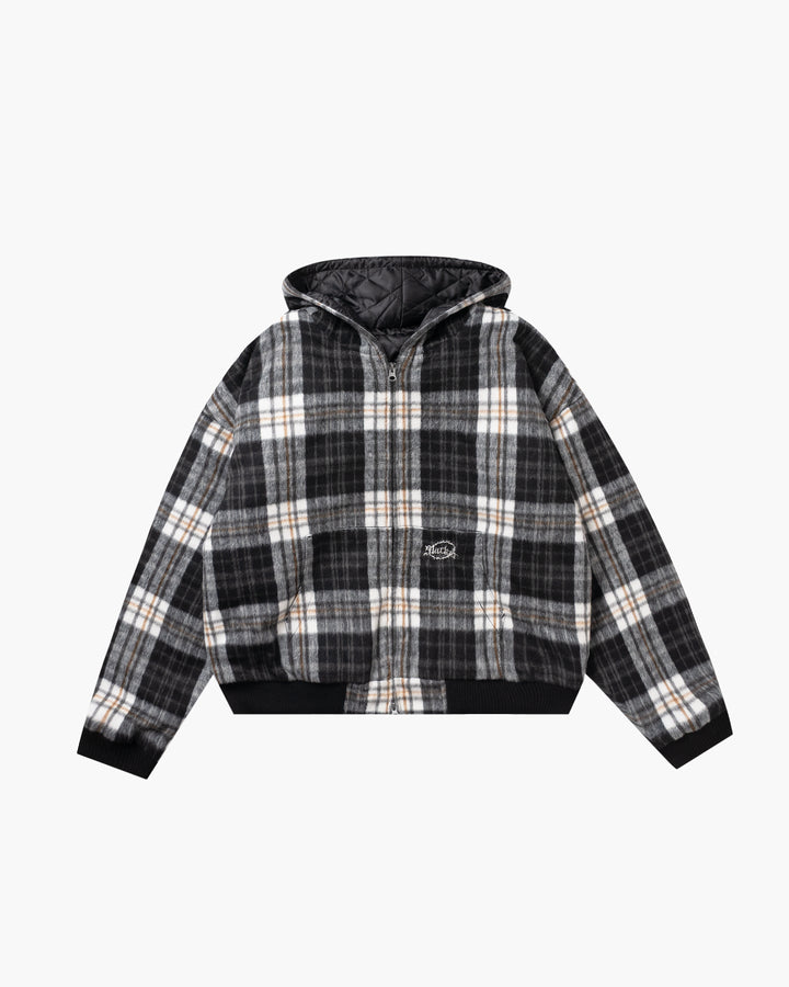 Check Hood Zip Jacket Black