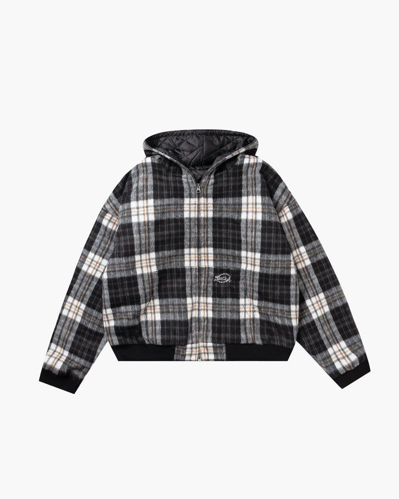 Check Hood Zip Jacket Black