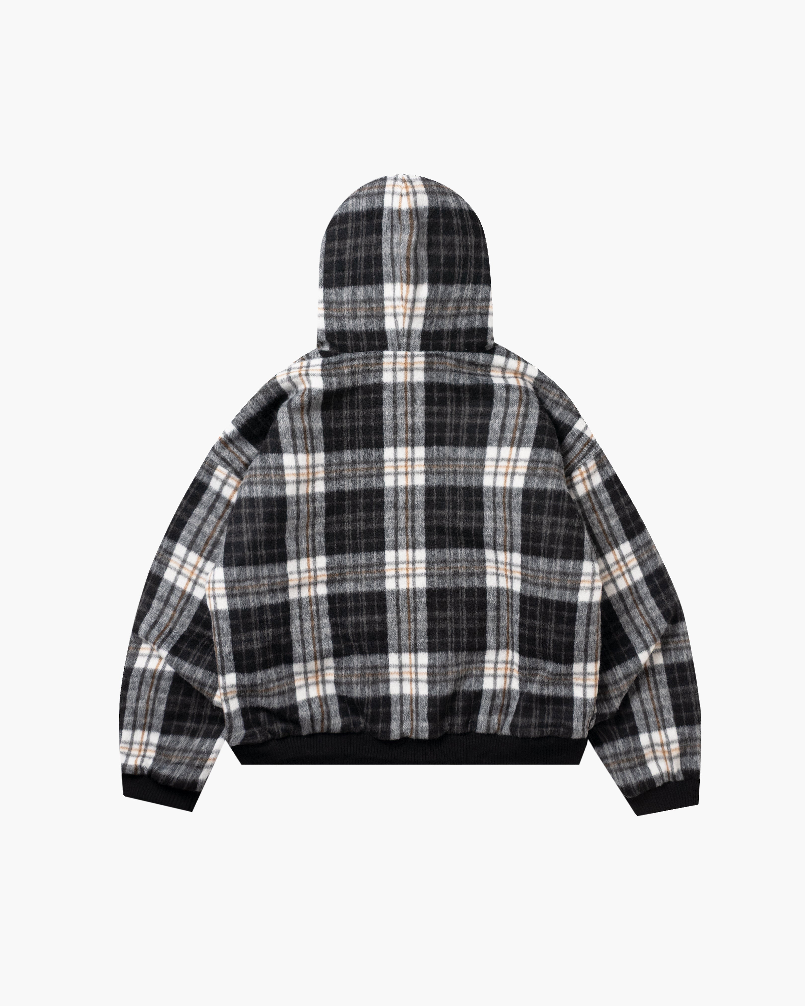 Check hood zip jacket Black – Slacker