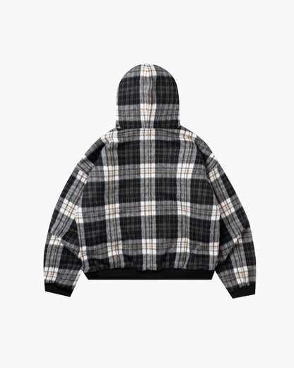 Check Hood Zip Jacket Black