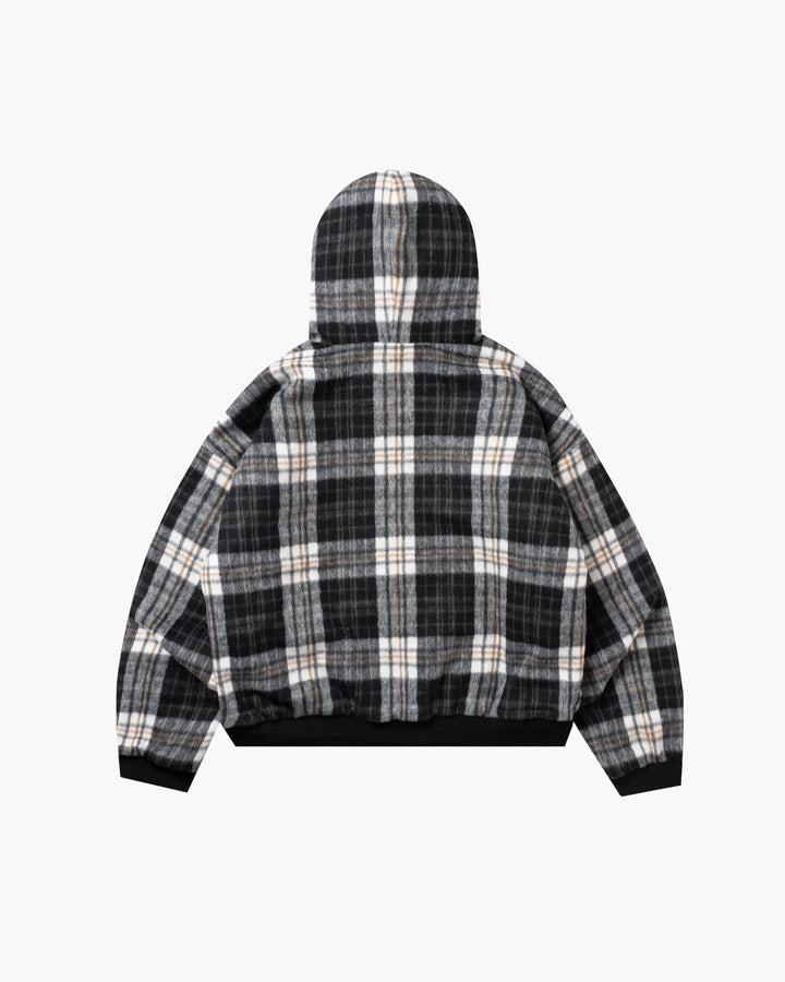Check Hood Zip Jacket Black
