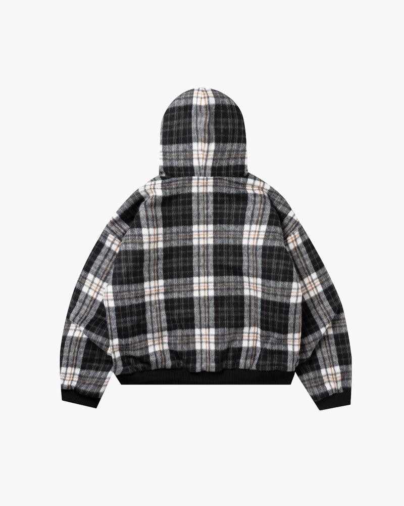 Check Hood Zip Jacket Black