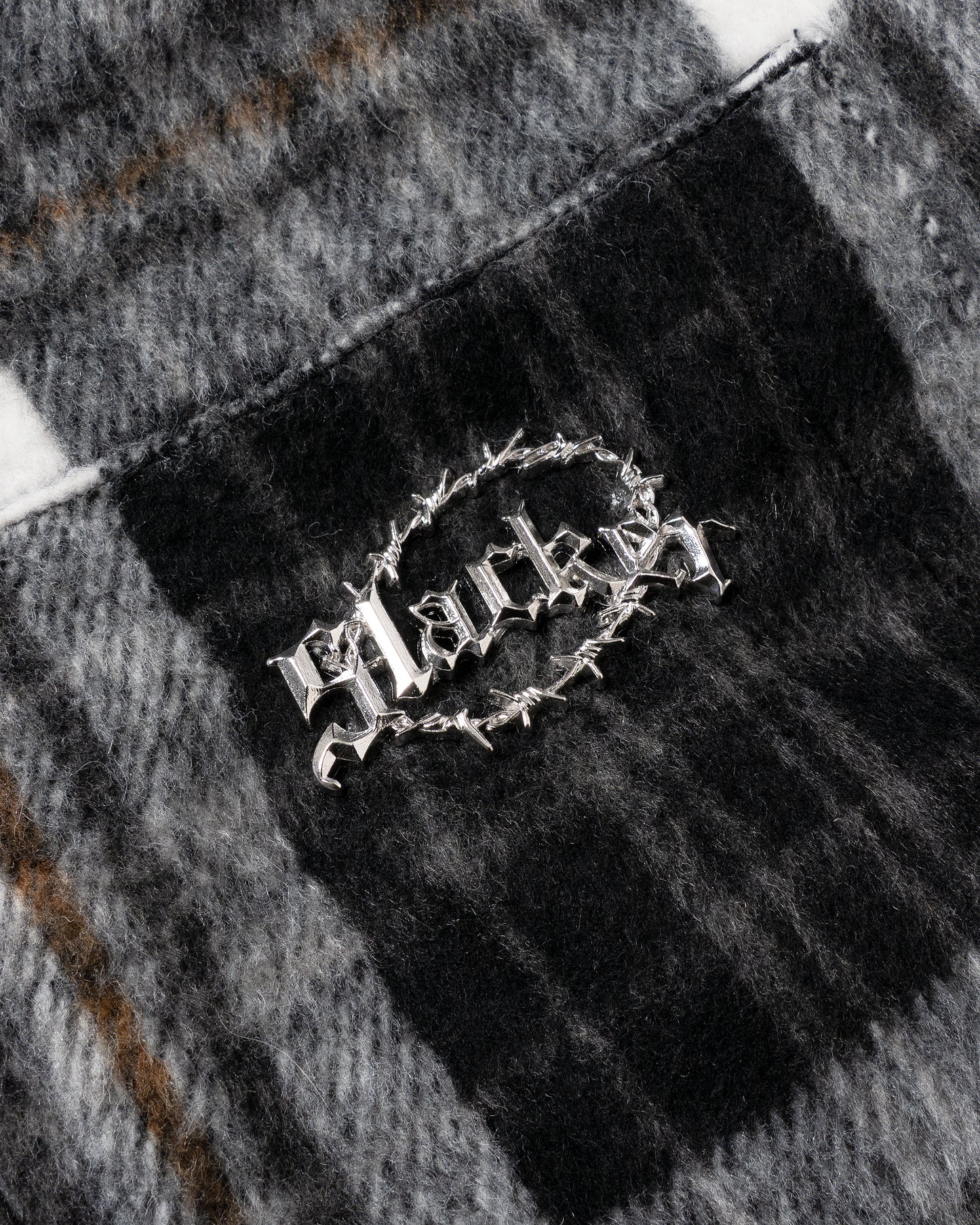 Check hood zip jacket Black