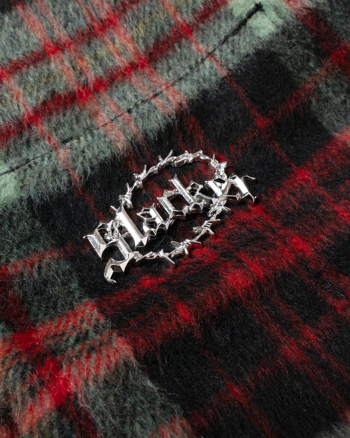 Check hood zip jacket Red